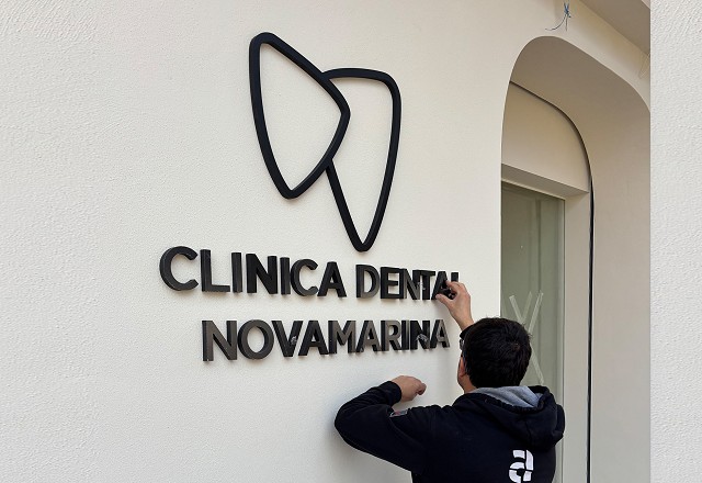 Corporate logos and PVC signage for Novamarina Dental Clinic in Ondara